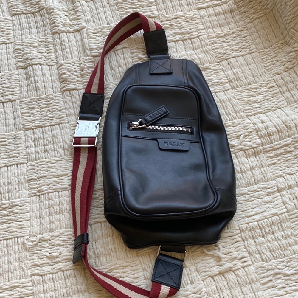Bally Bag Black - Red/ Cream Strap -Mens